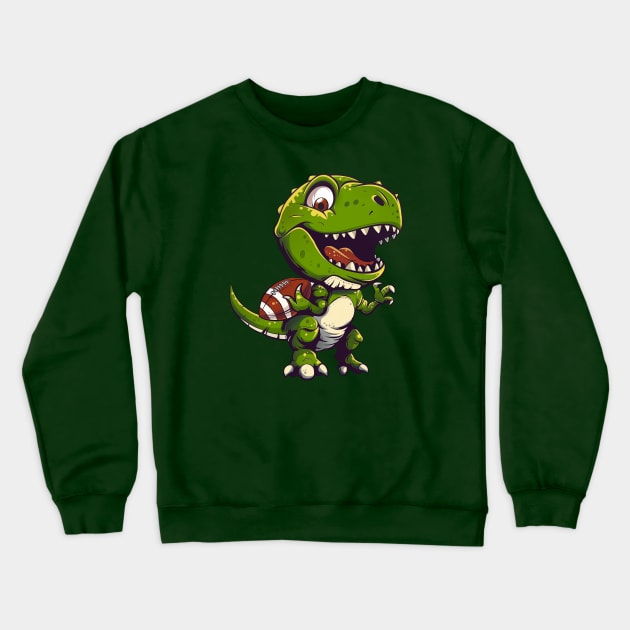 Funny Dino Playing American Football Crewneck Sweatshirt by Wintrly